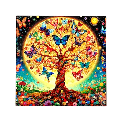 Butterfly Tree Ceramic Trivet